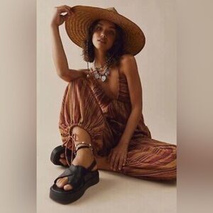 Free People Women's Red Clay Combo Sundaze For Surfin Jumpsuit Size Medium